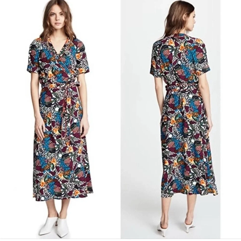 EUC Veronica Beard Serena Abstract Wrap Midi Dress - Picture 2 of 7
